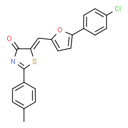 ChemSpider 2D Image | (5Z)-5-{[5-(4-Chlorophenyl)-2-furyl]methylene}-2-(4-methylphenyl)-1,3-thiazol-4(5H)-one | C21H14ClNO2S