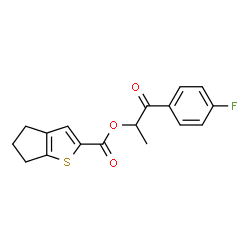 ChemSpider 2D Image | 1-(4-Fluorophenyl)-1-oxo-2-propanyl 5,6-dihydro-4H-cyclopenta[b]thiophene-2-carboxylate | C17H15FO3S