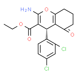 ChemSpider 2D Image | Ethyl (4S)-2-amino-4-(2,4-dichlorophenyl)-5-oxo-5,6,7,8-tetrahydro-4H-chromene-3-carboxylate | C18H17Cl2NO4