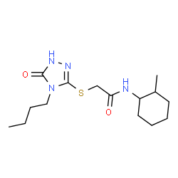 ChemSpider 2D Image | 2-[(4-Butyl-5-oxo-4,5-dihydro-1H-1,2,4-triazol-3-yl)sulfanyl]-N-(2-methylcyclohexyl)acetamide | C15H26N4O2S