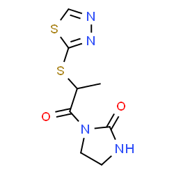 ChemSpider 2D Image | 1-[2-(1,3,4-Thiadiazol-2-ylsulfanyl)propanoyl]-2-imidazolidinone | C8H10N4O2S2