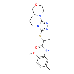 ChemSpider 2D Image | 2-{[4-Isobutyl-5-(4-morpholinyl)-4H-1,2,4-triazol-3-yl]sulfanyl}-N-(2-methoxy-5-methylphenyl)propanamide | C21H31N5O3S