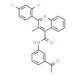 ChemSpider 2D Image | N-(3-Acetylphenyl)-2-(2,4-dichlorophenyl)-3-methyl-4-quinolinecarboxamide | C25H18Cl2N2O2
