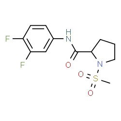 ChemSpider 2D Image | N-(3,4-Difluorophenyl)-1-(methylsulfonyl)prolinamide | C12H14F2N2O3S