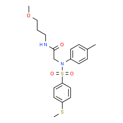 ChemSpider 2D Image | N-(3-Methoxypropyl)-N~2~-(4-methylphenyl)-N~2~-{[4-(methylsulfanyl)phenyl]sulfonyl}glycinamide | C20H26N2O4S2