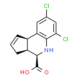ChemSpider 2D Image | (3aS,4R,9bR)-6,8-Dichloro-3a,4,5,9b-tetrahydro-3H-cyclopenta[c]quinoline-4-carboxylic acid | C13H11Cl2NO2
