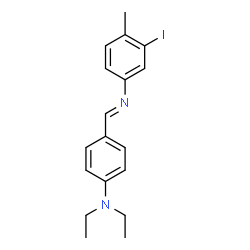 ChemSpider 2D Image | N,N-Diethyl-4-{(E)-[(3-iodo-4-methylphenyl)imino]methyl}aniline | C18H21IN2