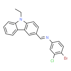 ChemSpider 2D Image | (E)-N-(4-Bromo-3-chlorophenyl)-1-(9-ethyl-9H-carbazol-3-yl)methanimine | C21H16BrClN2