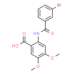 ChemSpider 2D Image | 2-[(3-Bromobenzoyl)amino]-4,5-dimethoxybenzoic acid | C16H14BrNO5