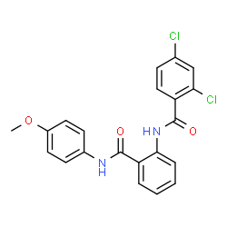 ChemSpider 2D Image | 2,4-Dichloro-N-{2-[(4-methoxyphenyl)carbamoyl]phenyl}benzamide | C21H16Cl2N2O3