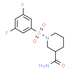 ChemSpider 2D Image | 1-[(3,5-Difluorophenyl)sulfonyl]-3-piperidinecarboxamide | C12H14F2N2O3S