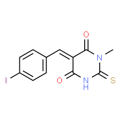 ChemSpider 2D Image | (5E)-5-(4-Iodobenzylidene)-1-methyl-2-thioxodihydro-4,6(1H,5H)-pyrimidinedione | C12H9IN2O2S