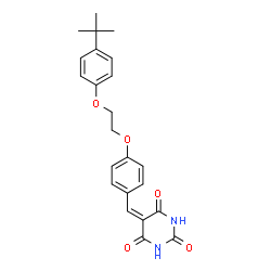 ChemSpider 2D Image | 5-(4-{2-[4-(2-Methyl-2-propanyl)phenoxy]ethoxy}benzylidene)-2,4,6(1H,3H,5H)-pyrimidinetrione | C23H24N2O5
