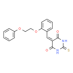 ChemSpider 2D Image | 5-[2-(2-Phenoxyethoxy)benzylidene]-2-thioxodihydro-4,6(1H,5H)-pyrimidinedione | C19H16N2O4S