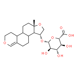 ChemSpider 2D Image | (3R,11aS)-11a-Methyl-2,3,3a,4,5,8,9,9a,9b,10,11,11a-dodecahydro-3bH-[1]benzofuro[5,4-f]isochromen-3-yl beta-D-glucopyranosiduronic acid | C22H32O9