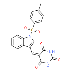 ChemSpider 2D Image | 5-({1-[(4-Methylphenyl)sulfonyl]-1H-indol-3-yl}methylene)-2,4,6(1H,3H,5H)-pyrimidinetrione | C20H15N3O5S