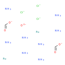 ChemSpider 2D Image | ammonia; oxygen(-2) anion; ruthenium; trichloride; diformate | C2H26Cl3N8O5Ru2