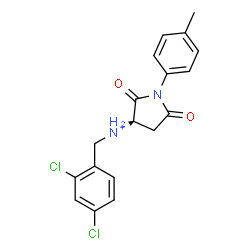 ChemSpider 2D Image | (3R)-N-(2,4-Dichlorobenzyl)-1-(4-methylphenyl)-2,5-dioxo-3-pyrrolidinaminium | C18H17Cl2N2O2