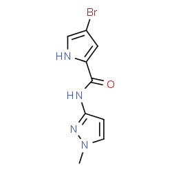 ChemSpider 2D Image | 4-Bromo-N-(1-methyl-1H-pyrazol-3-yl)-1H-pyrrole-2-carboxamide | C9H9BrN4O