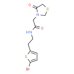 ChemSpider 2D Image | N-[2-(5-Bromo-2-thienyl)ethyl]-2-(4-oxo-1,3-thiazolidin-3-yl)acetamide | C11H13BrN2O2S2