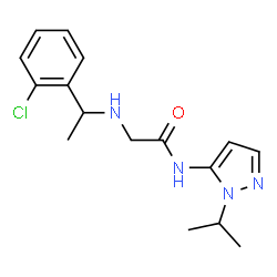 ChemSpider 2D Image | N~2~-[1-(2-Chlorophenyl)ethyl]-N-(1-isopropyl-1H-pyrazol-5-yl)glycinamide | C16H21ClN4O
