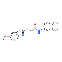 ChemSpider 2D Image | 2-[(5-Methoxy-1H-benzimidazol-2-yl)sulfanyl]-N-(2-naphthyl)acetamide | C20H17N3O2S
