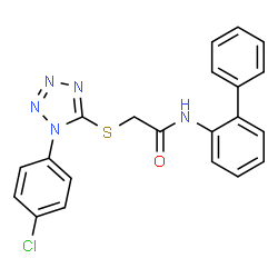 ChemSpider 2D Image | N-(2-Biphenylyl)-2-{[1-(4-chlorophenyl)-1H-tetrazol-5-yl]sulfanyl}acetamide | C21H16ClN5OS