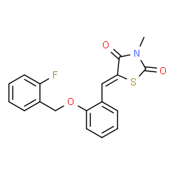 ChemSpider 2D Image | (5Z)-5-{2-[(2-Fluorobenzyl)oxy]benzylidene}-3-methyl-1,3-thiazolidine-2,4-dione | C18H14FNO3S