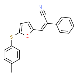 ChemSpider 2D Image | (2Z)-3-{5-[(4-Methylphenyl)sulfanyl]-2-furyl}-2-phenylacrylonitrile | C20H15NOS