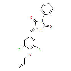 ChemSpider 2D Image | (5Z)-5-[4-(Allyloxy)-3,5-dichlorobenzylidene]-3-phenyl-1,3-thiazolidine-2,4-dione | C19H13Cl2NO3S