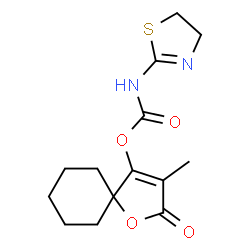 ChemSpider 2D Image | 3-Methyl-2-oxo-1-oxaspiro[4.5]dec-3-en-4-yl 4,5-dihydro-1,3-thiazol-2-ylcarbamate | C14H18N2O4S