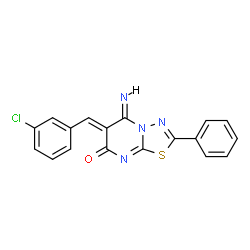 ChemSpider 2D Image | (5Z,6Z)-6-(3-Chlorobenzylidene)-5-imino-2-phenyl-5,6-dihydro-7H-[1,3,4]thiadiazolo[3,2-a]pyrimidin-7-one | C18H11ClN4OS