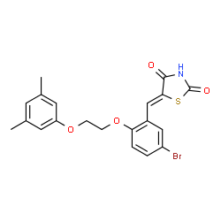 ChemSpider 2D Image | (5Z)-5-{5-Bromo-2-[2-(3,5-dimethylphenoxy)ethoxy]benzylidene}-1,3-thiazolidine-2,4-dione | C20H18BrNO4S