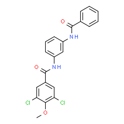 ChemSpider 2D Image | N-[3-(Benzoylamino)phenyl]-3,5-dichloro-4-methoxybenzamide | C21H16Cl2N2O3