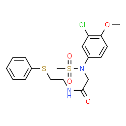 ChemSpider 2D Image | N~2~-(3-Chloro-4-methoxyphenyl)-N~2~-(methylsulfonyl)-N-[2-(phenylsulfanyl)ethyl]glycinamide | C18H21ClN2O4S2