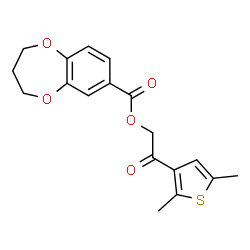 ChemSpider 2D Image | 2-(2,5-Dimethyl-3-thienyl)-2-oxoethyl 3,4-dihydro-2H-1,5-benzodioxepine-7-carboxylate | C18H18O5S