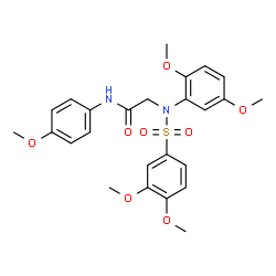 ChemSpider 2D Image | N~2~-(2,5-Dimethoxyphenyl)-N~2~-[(3,4-dimethoxyphenyl)sulfonyl]-N-(4-methoxyphenyl)glycinamide | C25H28N2O8S