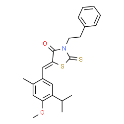 ChemSpider 2D Image | (5Z)-5-(5-Isopropyl-4-methoxy-2-methylbenzylidene)-3-(2-phenylethyl)-2-thioxo-1,3-thiazolidin-4-one | C23H25NO2S2