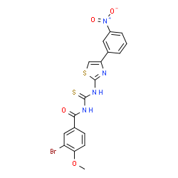 ChemSpider 2D Image | 3-Bromo-4-methoxy-N-{[4-(3-nitrophenyl)-1,3-thiazol-2-yl]carbamothioyl}benzamide | C18H13BrN4O4S2