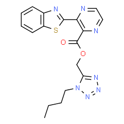 ChemSpider 2D Image | (1-Butyl-1H-tetrazol-5-yl)methyl 3-(1,3-benzothiazol-2-yl)-2-pyrazinecarboxylate | C18H17N7O2S