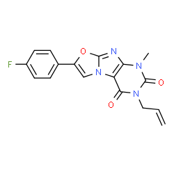 ChemSpider 2D Image | 3-Allyl-7-(4-fluorophenyl)-1-methyl[1,3]oxazolo[2,3-f]purine-2,4(1H,3H)-dione | C17H13FN4O3