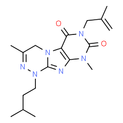 ChemSpider 2D Image | 3,9-Dimethyl-1-(3-methylbutyl)-7-(2-methyl-2-propen-1-yl)-1,4-dihydro[1,2,4]triazino[3,4-f]purine-6,8(7H,9H)-dione | C18H26N6O2