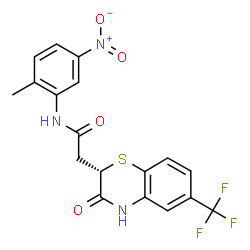 ChemSpider 2D Image | N-(2-Methyl-5-nitrophenyl)-2-[(2S)-3-oxo-6-(trifluoromethyl)-3,4-dihydro-2H-1,4-benzothiazin-2-yl]acetamide | C18H14F3N3O4S