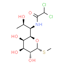 ChemSpider 2D Image | Methyl (5R)-5-{(1R,2R)-1-[(dichloroacetyl)amino]-2-hydroxypropyl}-1-thio-beta-L-arabinopyranoside | C11H19Cl2NO6S