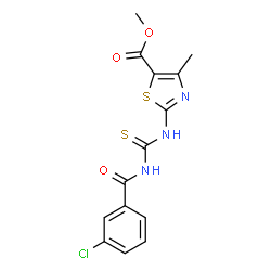 ChemSpider 2D Image | Methyl 2-{[(3-chlorobenzoyl)carbamothioyl]amino}-4-methyl-1,3-thiazole-5-carboxylate | C14H12ClN3O3S2