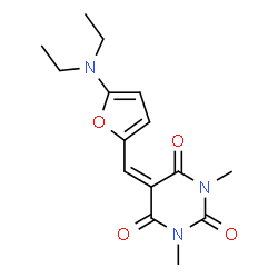 ChemSpider 2D Image | 5-{[5-(Diethylamino)-2-furyl]methylene}-1,3-dimethyl-2,4,6(1H,3H,5H)-pyrimidinetrione | C15H19N3O4