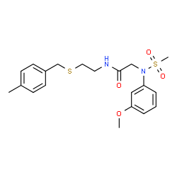ChemSpider 2D Image | N~2~-(3-Methoxyphenyl)-N-{2-[(4-methylbenzyl)sulfanyl]ethyl}-N~2~-(methylsulfonyl)glycinamide | C20H26N2O4S2