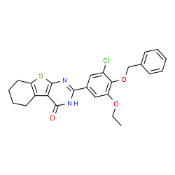 ChemSpider 2D Image | 2-[4-(Benzyloxy)-3-chloro-5-ethoxyphenyl]-5,6,7,8-tetrahydro[1]benzothieno[2,3-d]pyrimidin-4(3H)-one | C25H23ClN2O3S