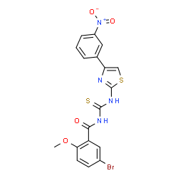 ChemSpider 2D Image | 5-Bromo-2-methoxy-N-{[4-(3-nitrophenyl)-1,3-thiazol-2-yl]carbamothioyl}benzamide | C18H13BrN4O4S2