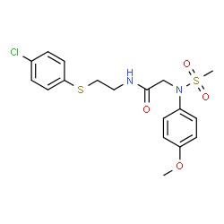 ChemSpider 2D Image | N-{2-[(4-Chlorophenyl)sulfanyl]ethyl}-N~2~-(4-methoxyphenyl)-N~2~-(methylsulfonyl)glycinamide | C18H21ClN2O4S2